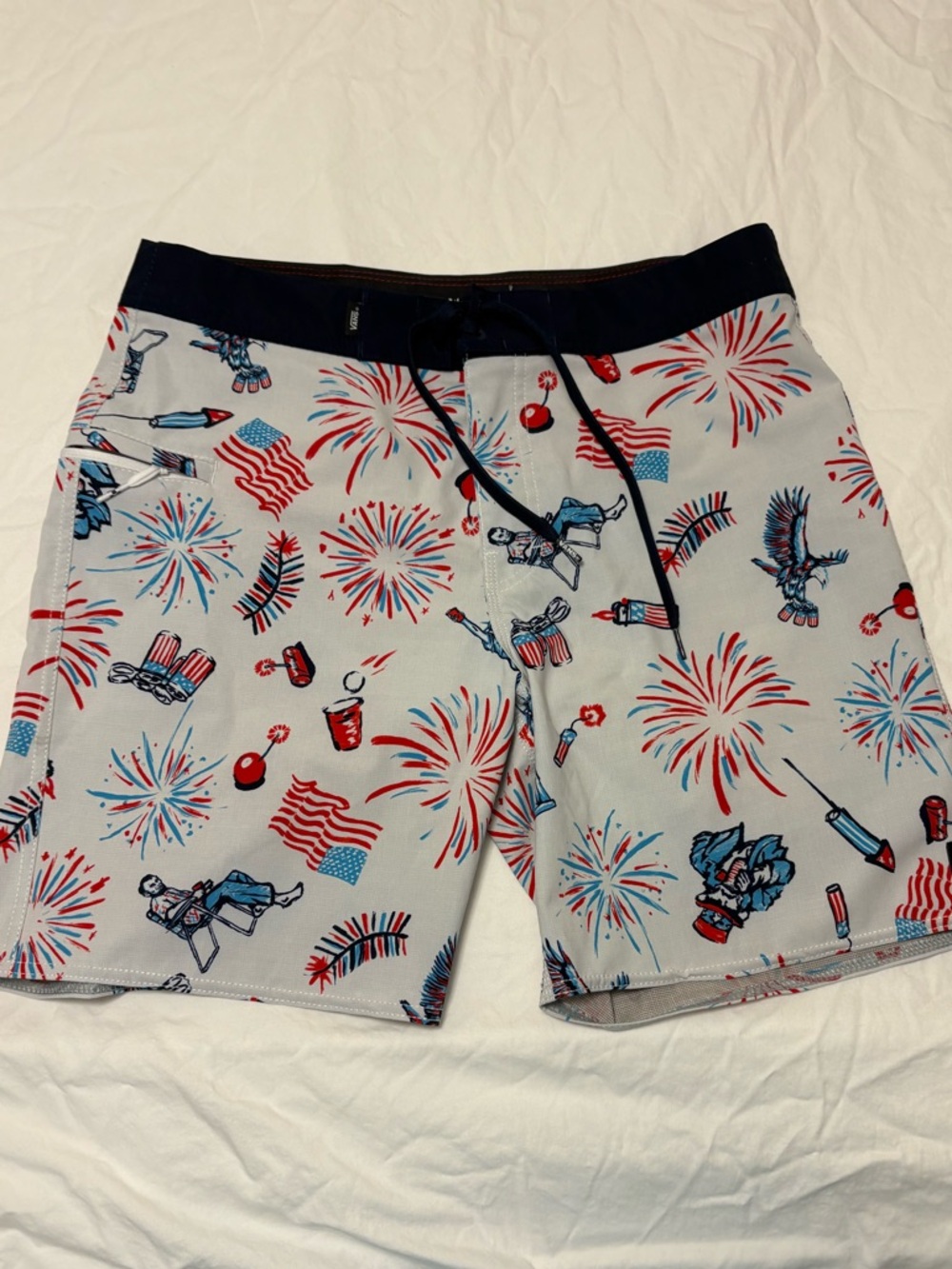 Vans Men’s Red, Blue & White Fireworks Fourth of July Print Swim Shorts